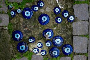 Blue evil eye (nazar) charms