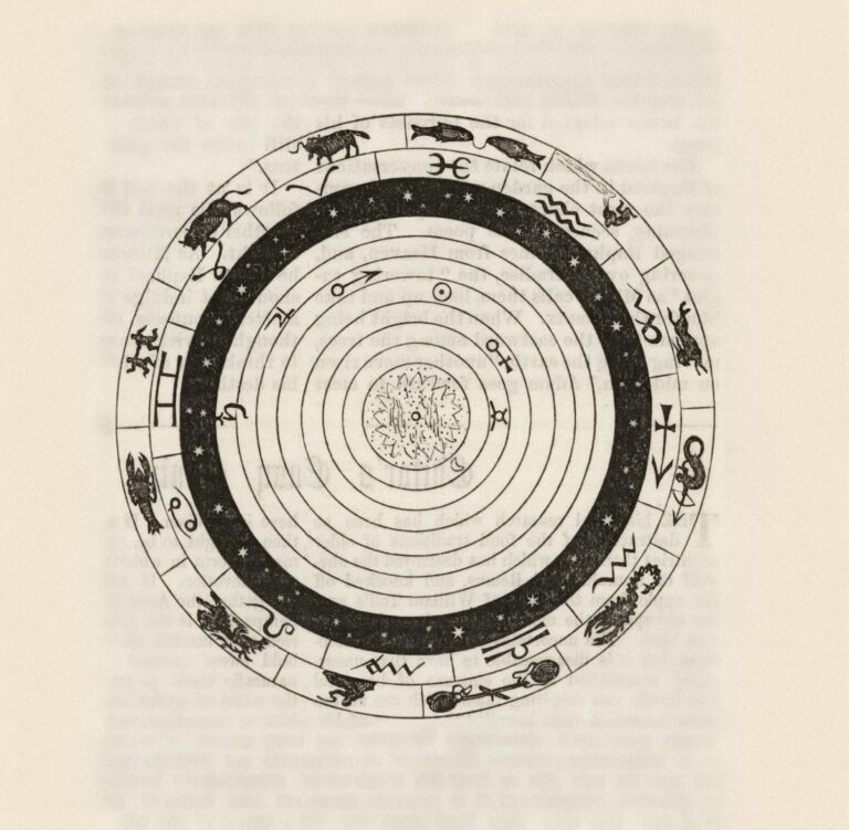 Circular zodiac chart for Janam Kundli reading